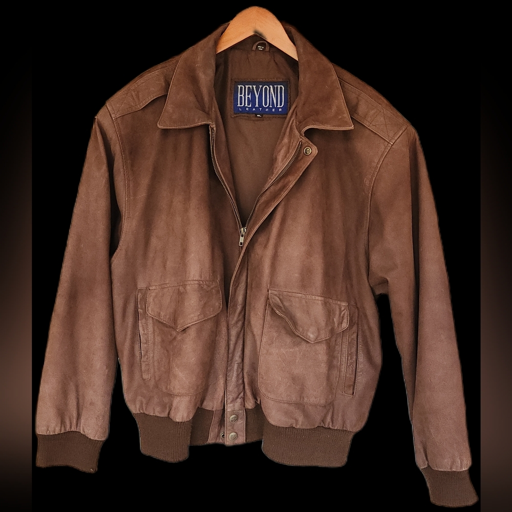 Vintage Unisex Chocolate Brown Soft Leather Bomber Jacket Y2K 90s